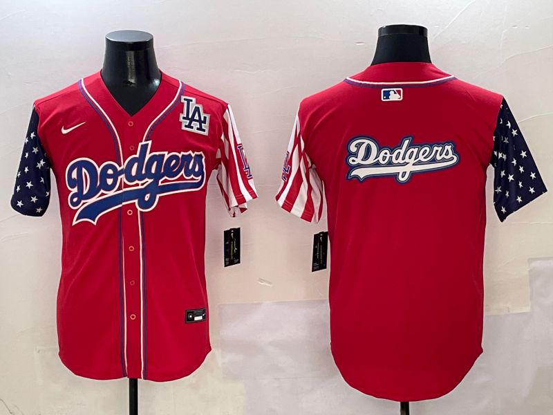 Men Los Angeles Dodgers Blank Red a generation of national flags Joint name 2025 Nike MLB Jersey style 23